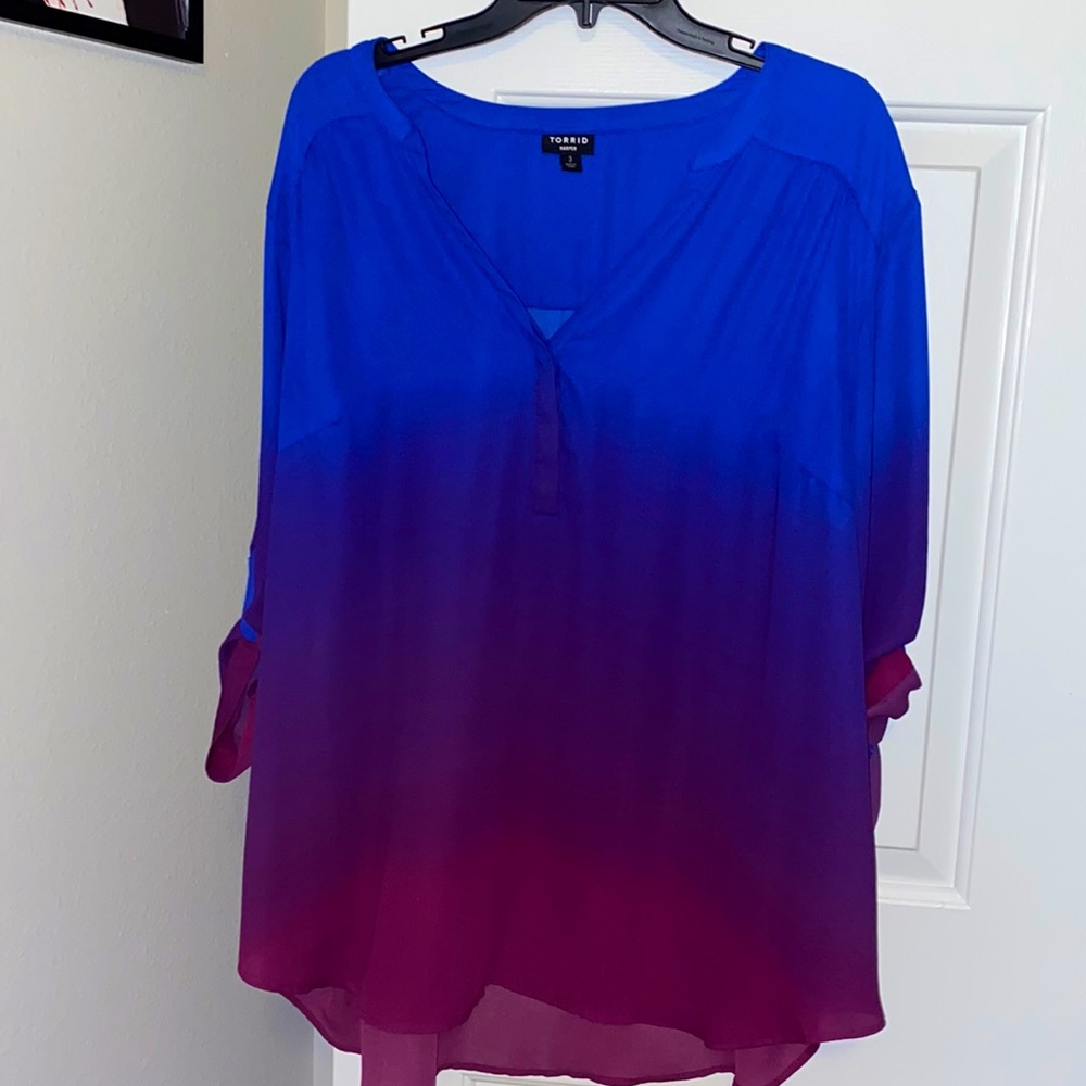 Blue to Purple Torrid Harper Georgette Blouse - 3X